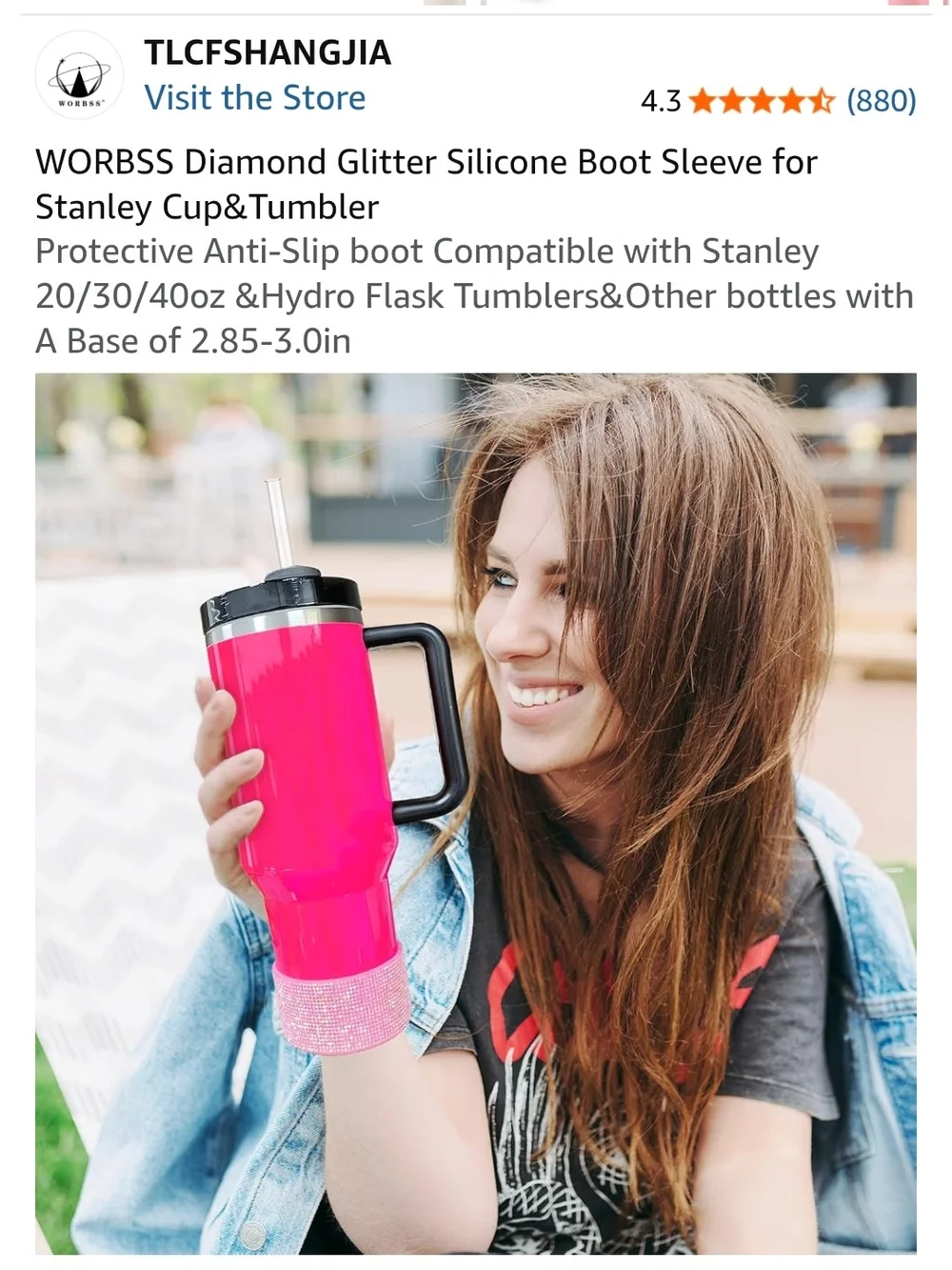 Pink Diamond Glitter Silicone Boot Sleeve for Stanleys/Tumblers (2 Pk)